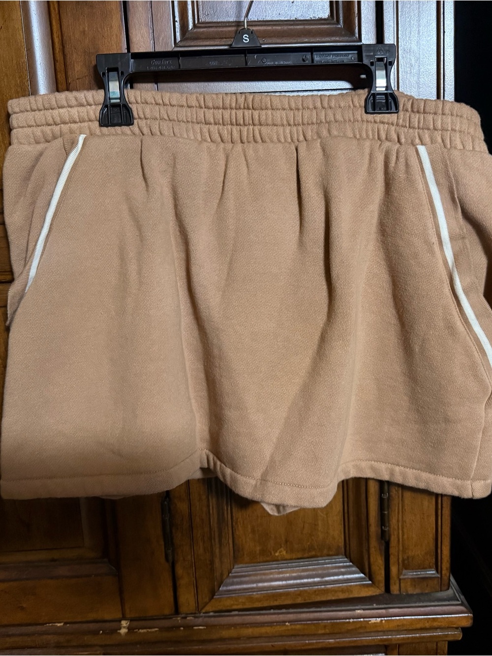 PINK Victoria's Secret Tan Athletic Pull-On Shorts with Cream Trim